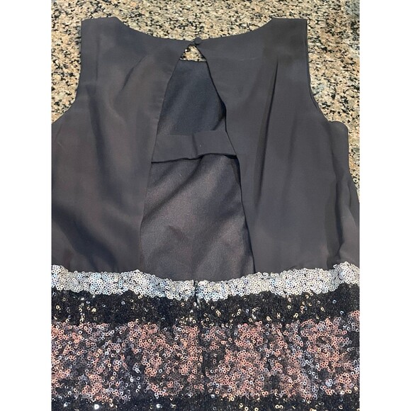 Small Andree Blue sequin party cocktail dress black silver gold homecoming - Picture 4 of 12